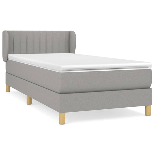 vidaXL Κρεβάτι Boxspring με Στρώμα Ανοιχτό Γκρι 100x200 εκ. Υφασμάτινο