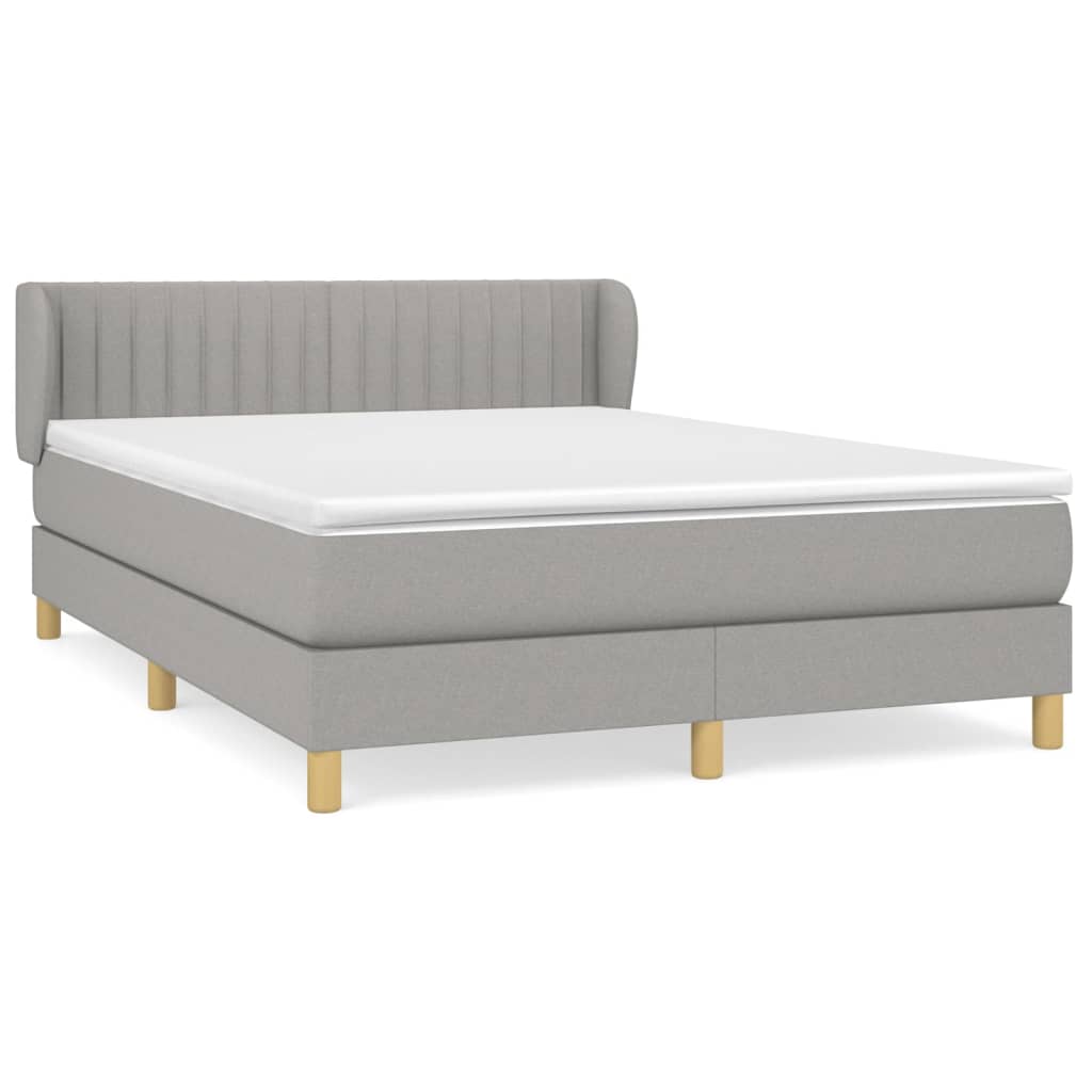 vidaXL Κρεβάτι Boxspring με Στρώμα Ανοιχτό Γκρι 140x190 εκ. Υφασμάτινο