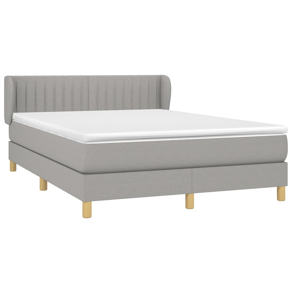 vidaXL Κρεβάτι Boxspring με Στρώμα Ανοιχτό Γκρι 140x190 εκ. Υφασμάτινο