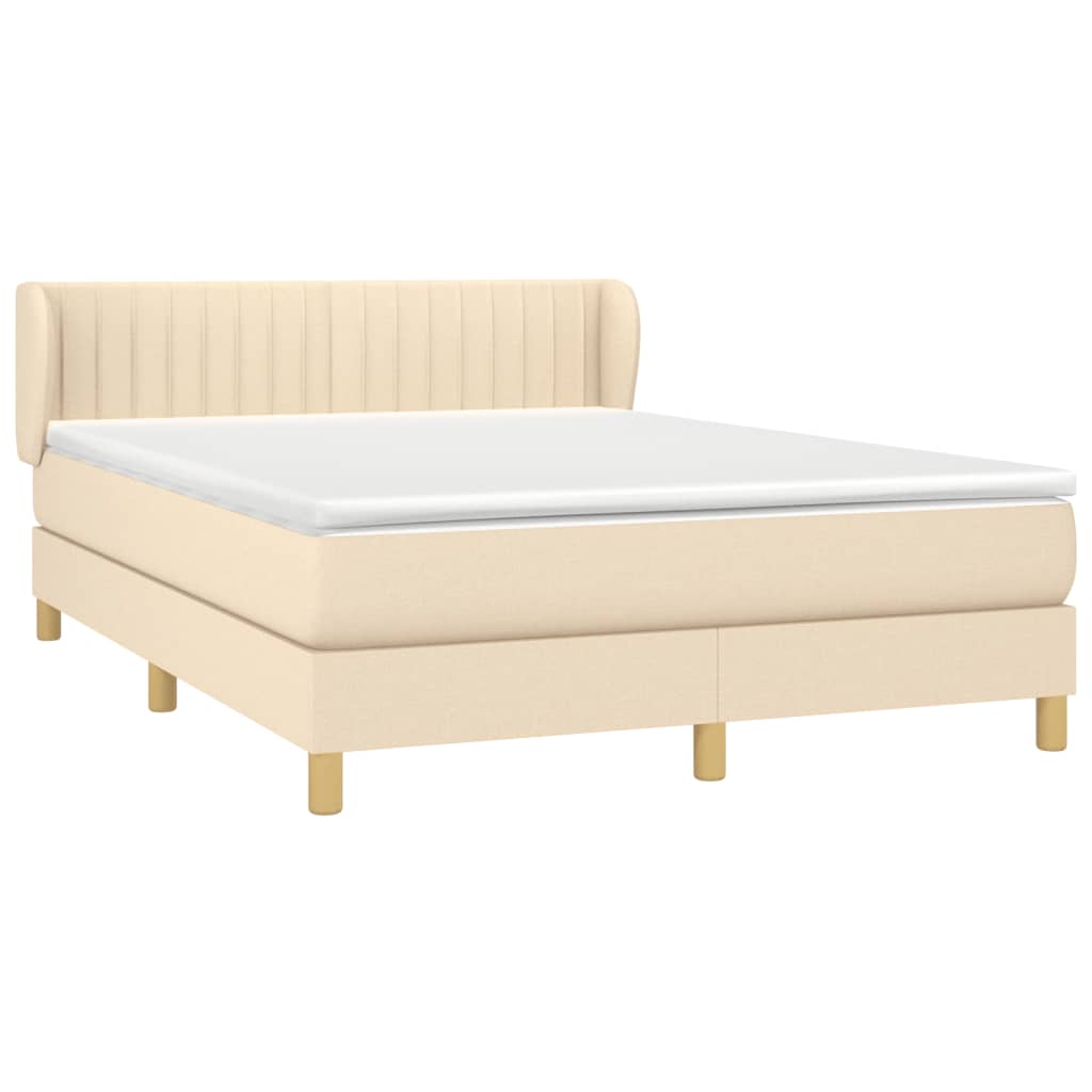 vidaXL Κρεβάτι Boxspring με Στρώμα Κρεμ 140x200 εκ. Υφασμάτινο