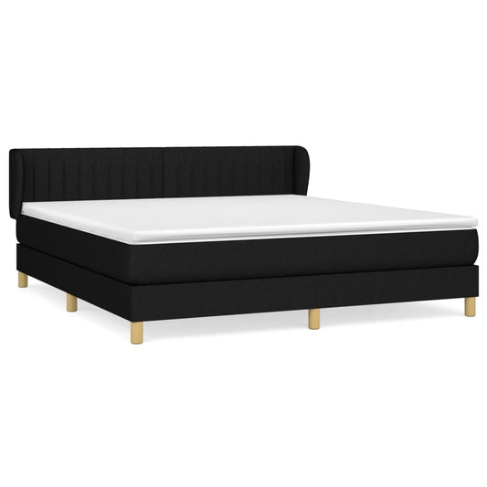 vidaXL Κρεβάτι Boxspring με Στρώμα Μαύρο 160x200 εκ. Υφασμάτινο