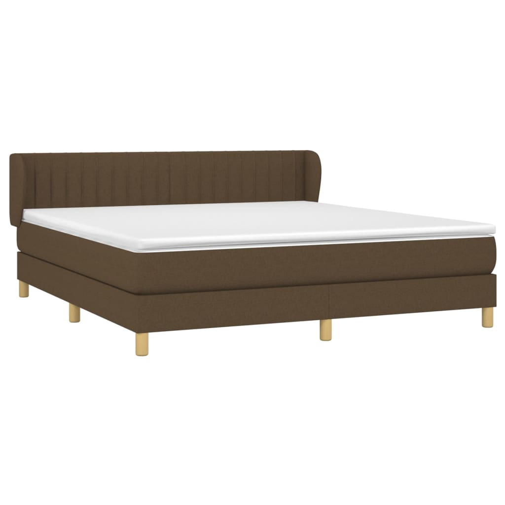 vidaXL Κρεβάτι Boxspring με Στρώμα Σκούρο Καφέ 160x200 εκ Υφασμάτινο