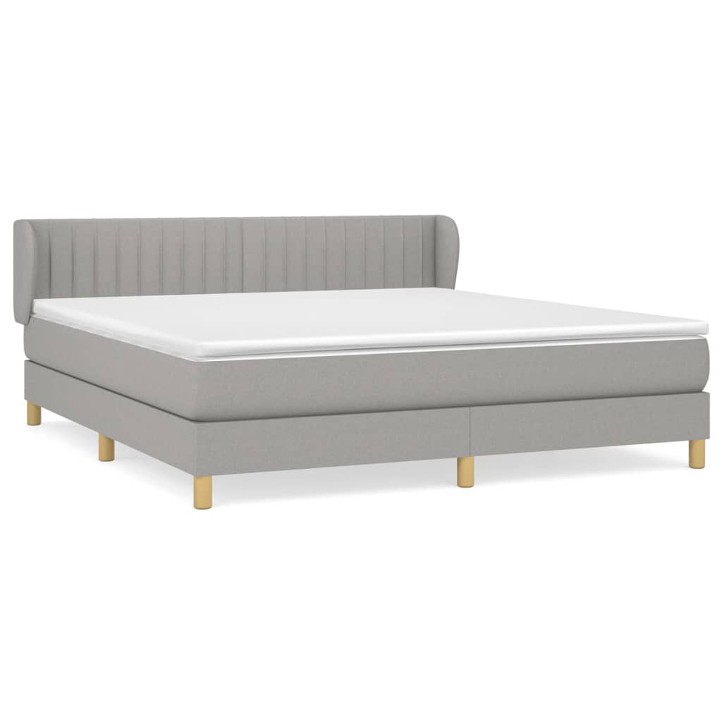 vidaXL Κρεβάτι Boxspring με Στρώμα Ανοιχτό Γκρι 180x200 εκ. Υφασμάτινο