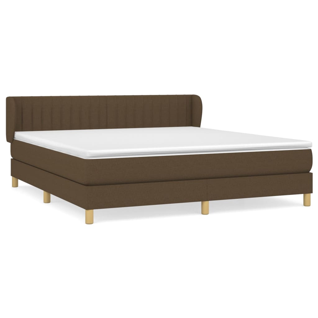 vidaXL Κρεβάτι Boxspring με Στρώμα Σκούρο Καφέ 180x200 εκ Υφασμάτινο