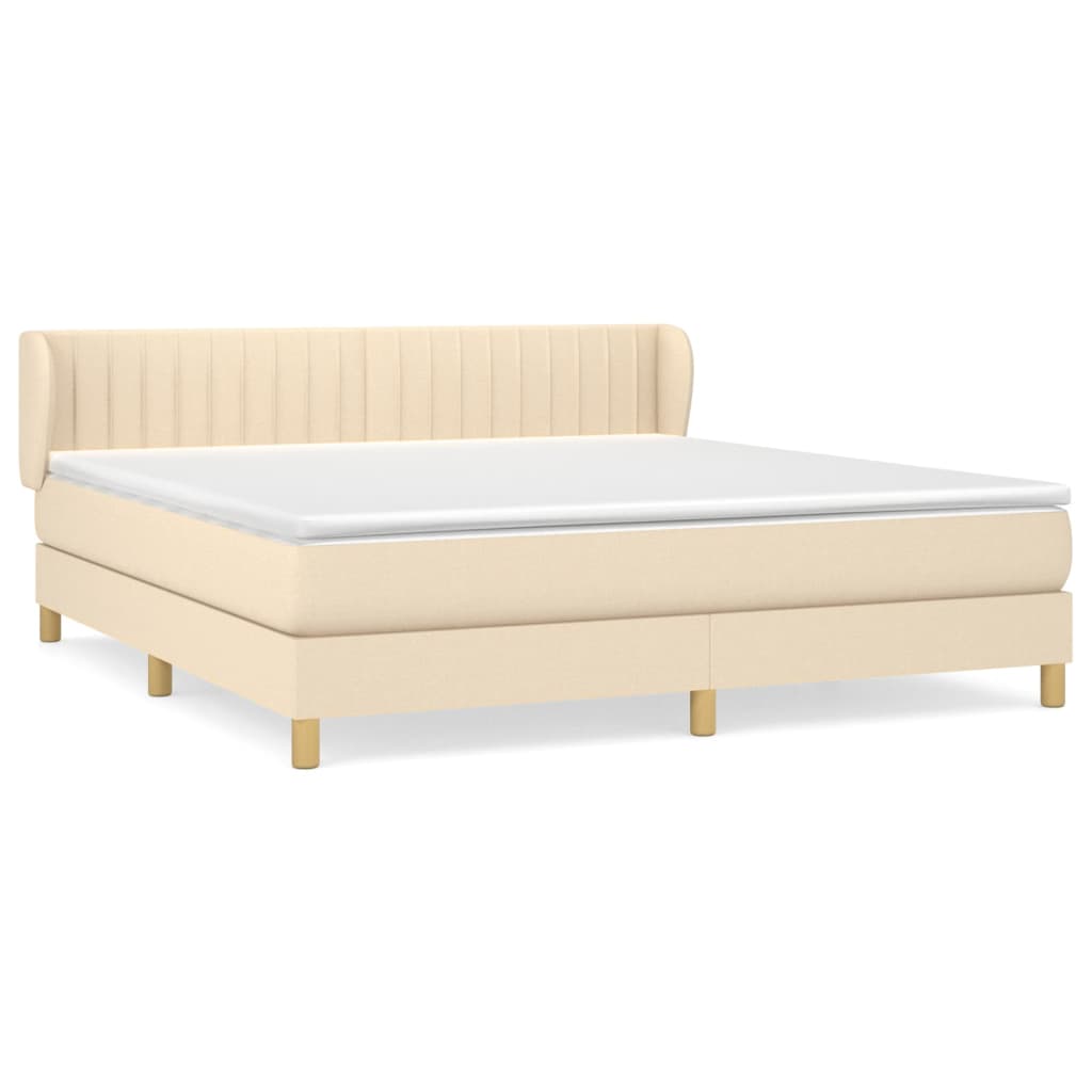vidaXL Κρεβάτι Boxspring με Στρώμα Κρεμ 180x200 εκ. Υφασμάτινο