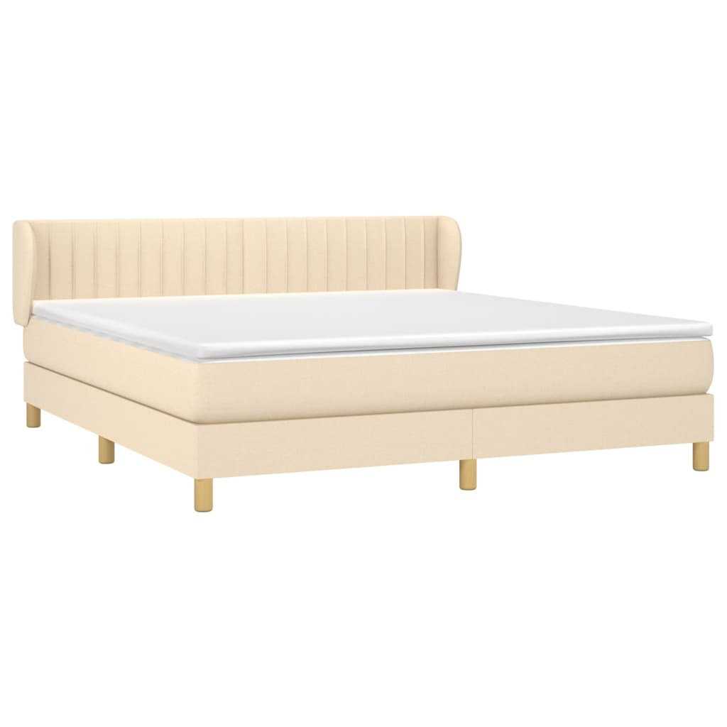 vidaXL Κρεβάτι Boxspring με Στρώμα Κρεμ 180x200 εκ. Υφασμάτινο