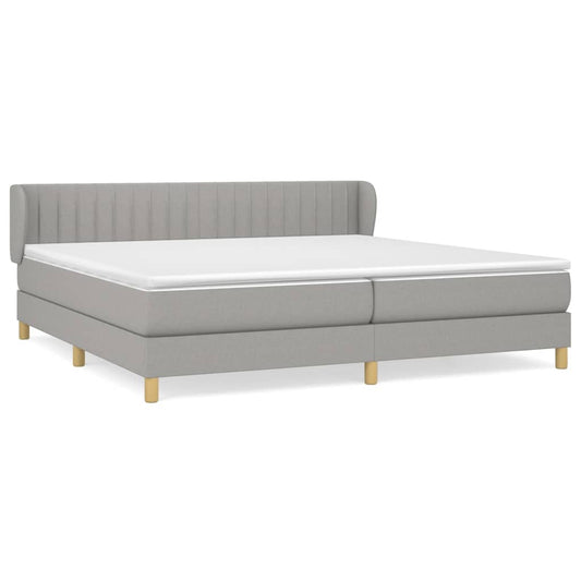vidaXL Κρεβάτι Boxspring με Στρώμα Ανοιχτό Γκρι 200x200 εκ. Υφασμάτινο
