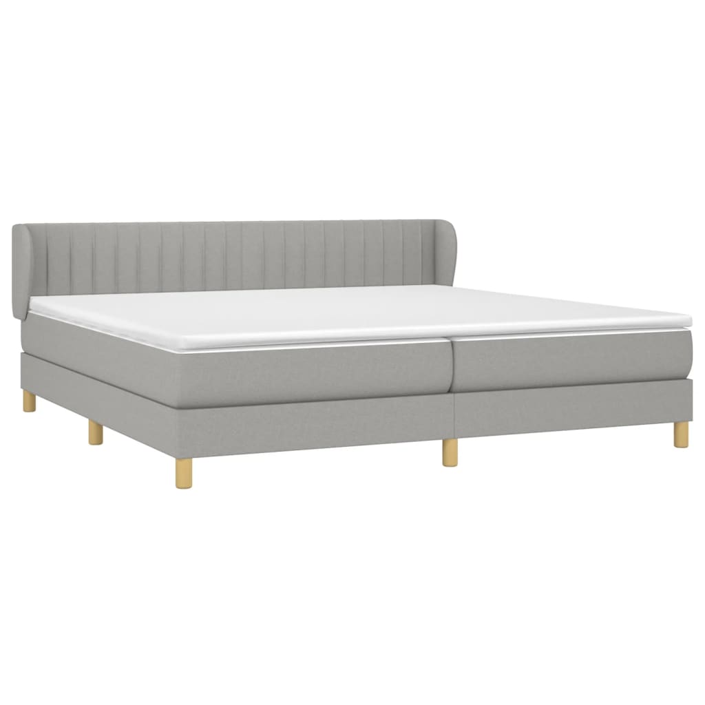 vidaXL Κρεβάτι Boxspring με Στρώμα Ανοιχτό Γκρι 200x200 εκ. Υφασμάτινο