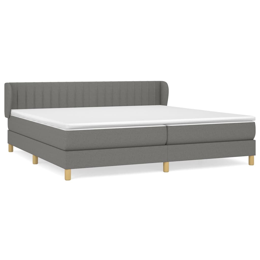vidaXL Κρεβάτι Boxspring με Στρώμα Σκούρο Γκρι 200x200 εκ. Υφασμάτινο