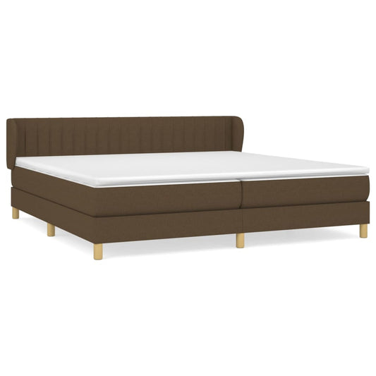 vidaXL Κρεβάτι Boxspring με Στρώμα Σκούρο Καφέ 200x200 εκ. Υφασμάτινο