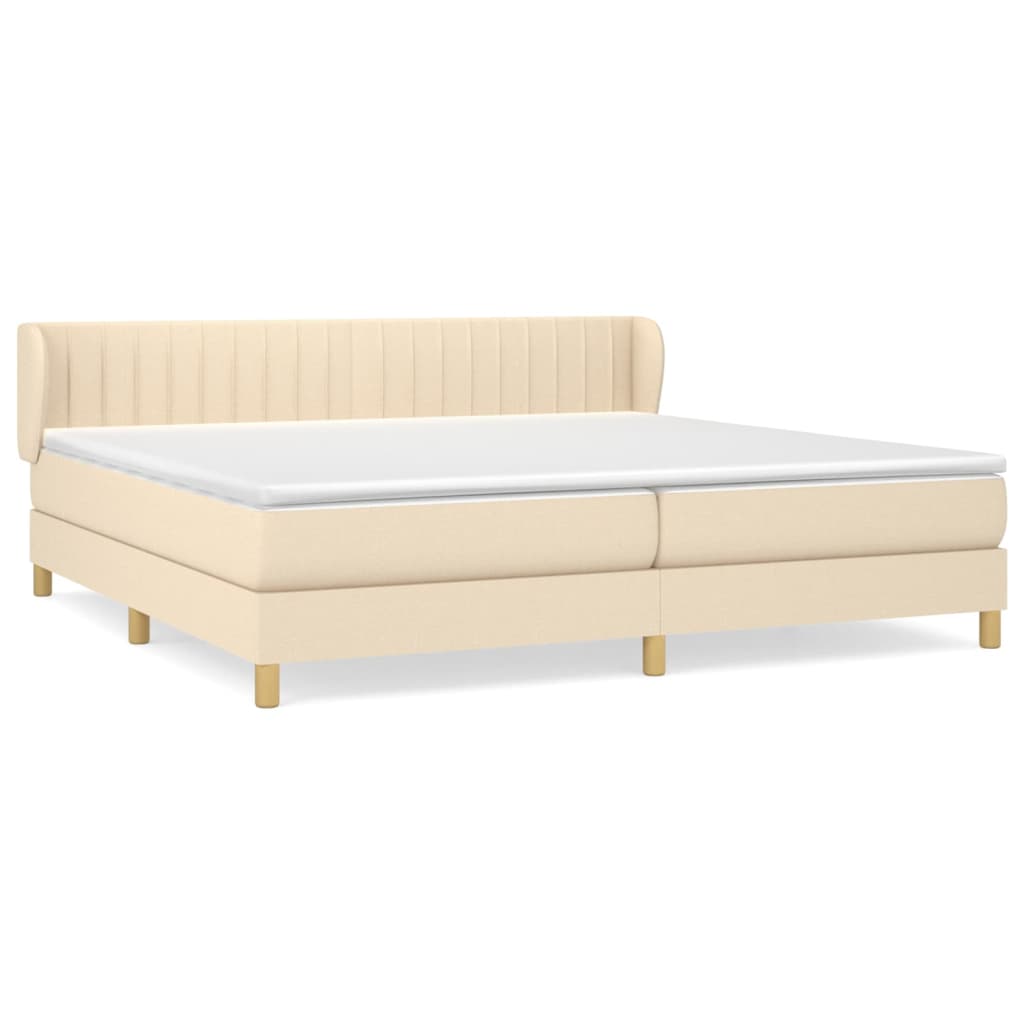 vidaXL Κρεβάτι Boxspring με Στρώμα Κρεμ 200x200 εκ. Υφασμάτινο