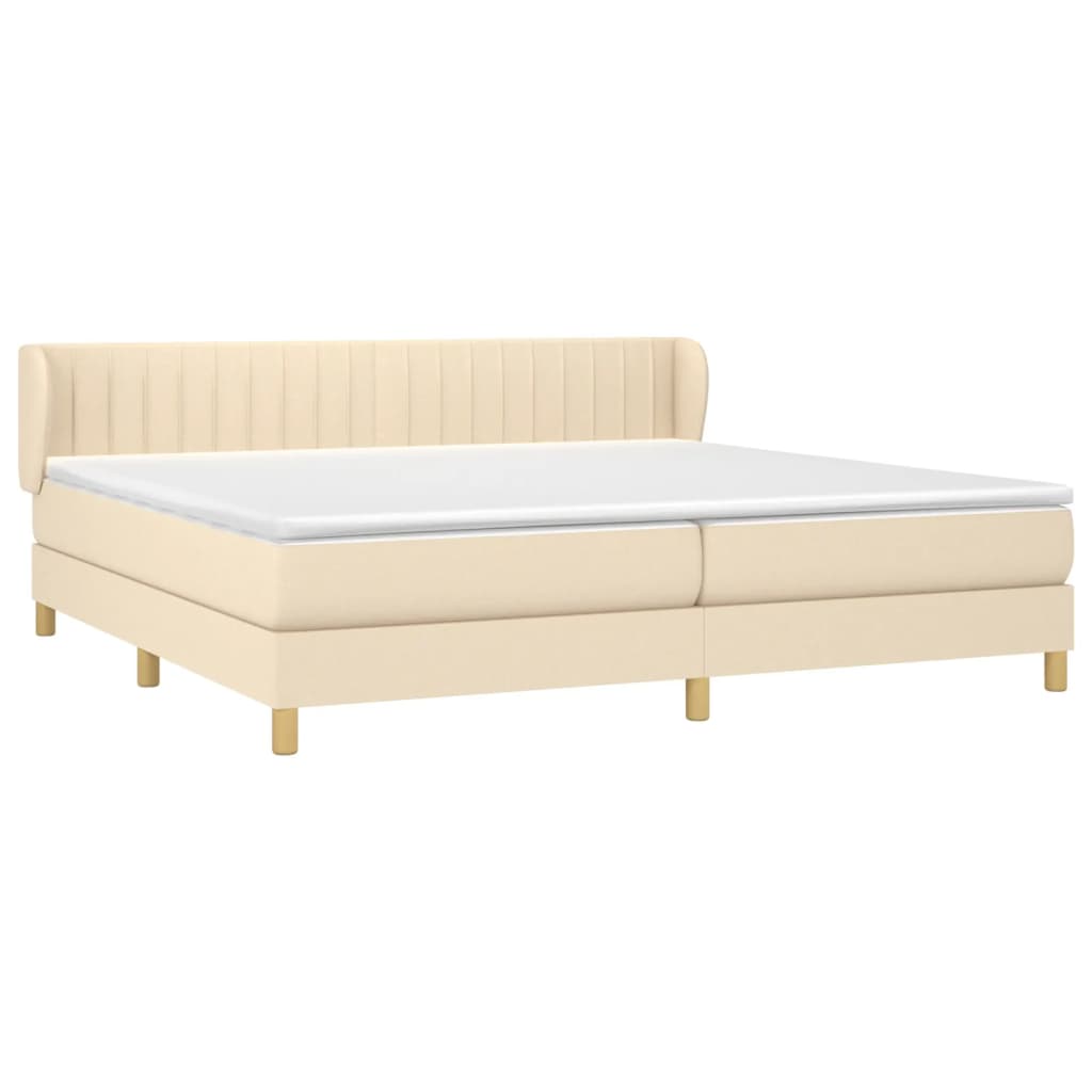 vidaXL Κρεβάτι Boxspring με Στρώμα Κρεμ 200x200 εκ. Υφασμάτινο