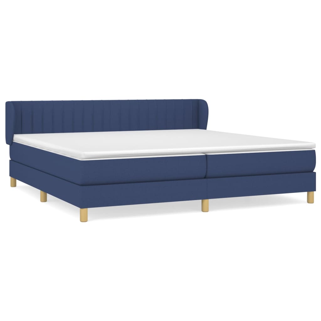 vidaXL Κρεβάτι Boxspring με Στρώμα Μπλε 200x200 εκ. Υφασμάτινο