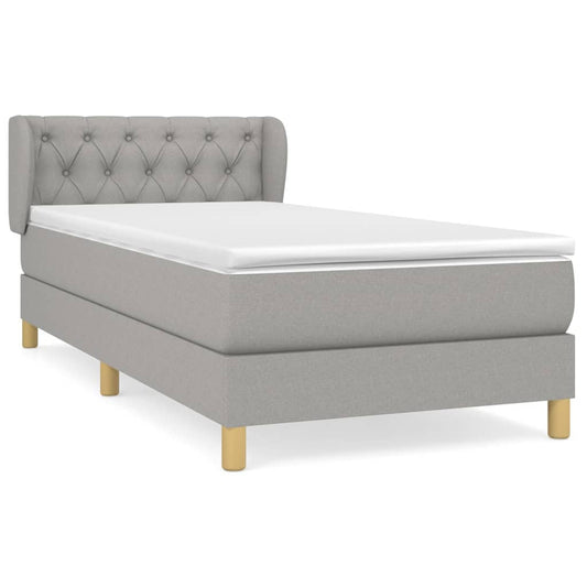 vidaXL Κρεβάτι Boxspring με Στρώμα Ανοιχτό Γκρι 80x200 εκ. Υφασμάτινο