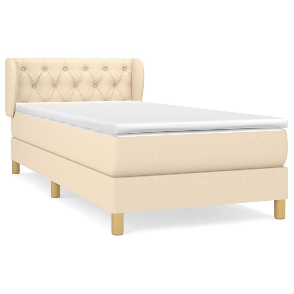 vidaXL Κρεβάτι Boxspring με Στρώμα Κρεμ 80 x 200 εκ. Υφασμάτινο