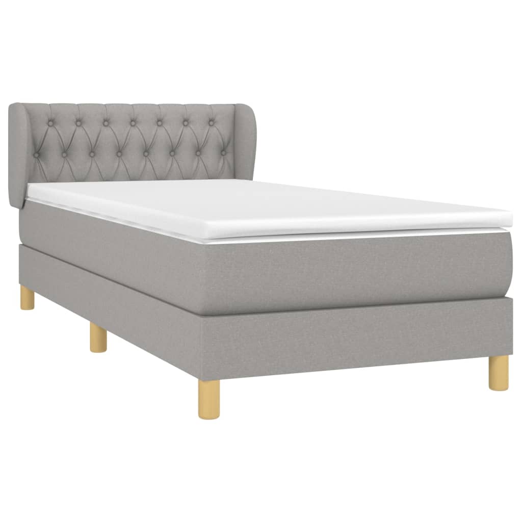 vidaXL Κρεβάτι Boxspring με Στρώμα Ανοιχτό Γκρι 100x200 εκ. Υφασμάτινο
