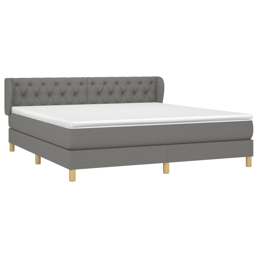 vidaXL Κρεβάτι Boxspring με Στρώμα Σκούρο Γκρι 160x200 εκ Υφασμάτινο