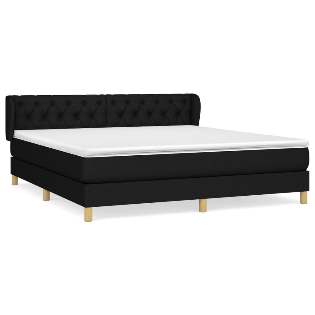 vidaXL Κρεβάτι Boxspring με Στρώμα Μαύρο 160x200 εκ. Υφασμάτινο