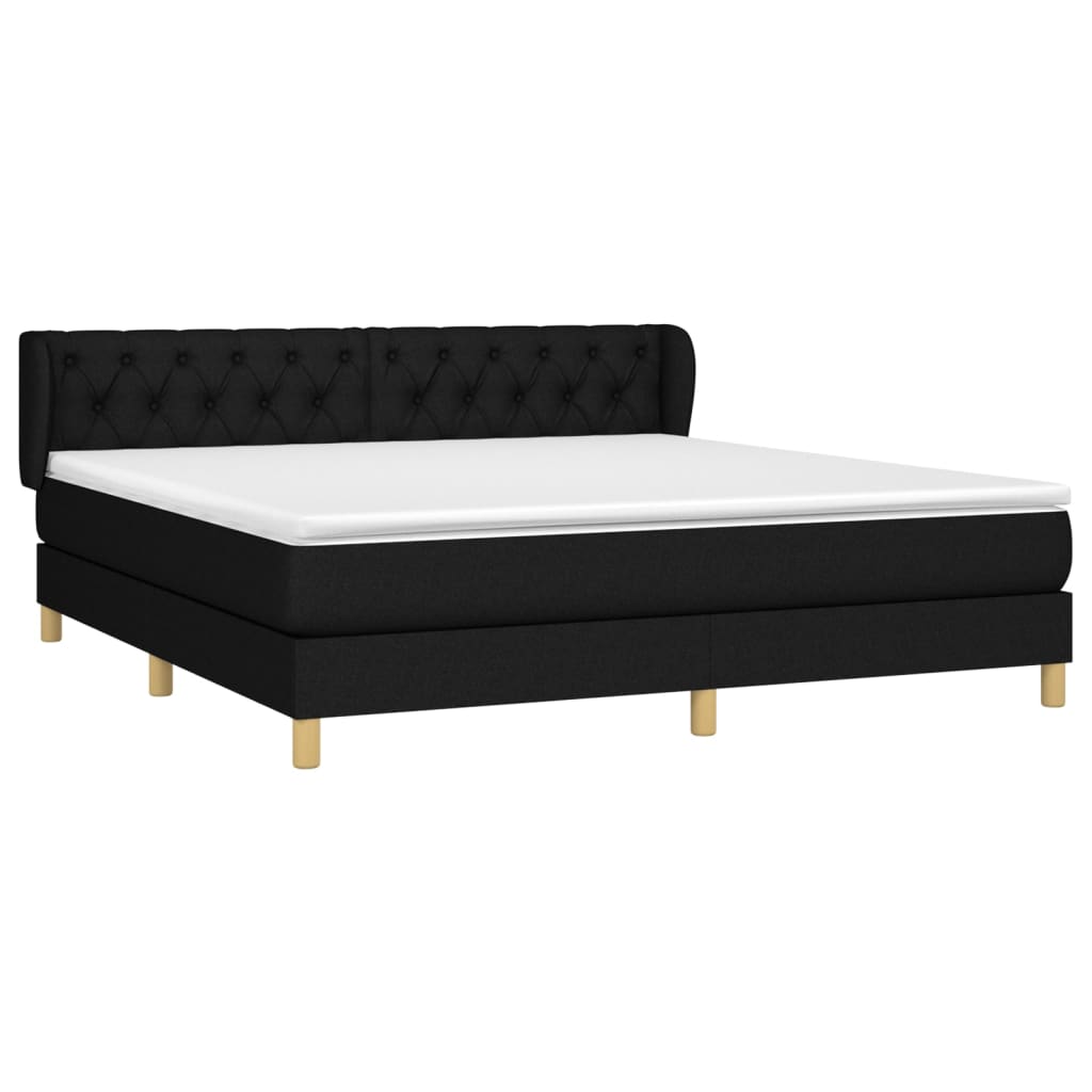 vidaXL Κρεβάτι Boxspring με Στρώμα Μαύρο 160x200 εκ. Υφασμάτινο