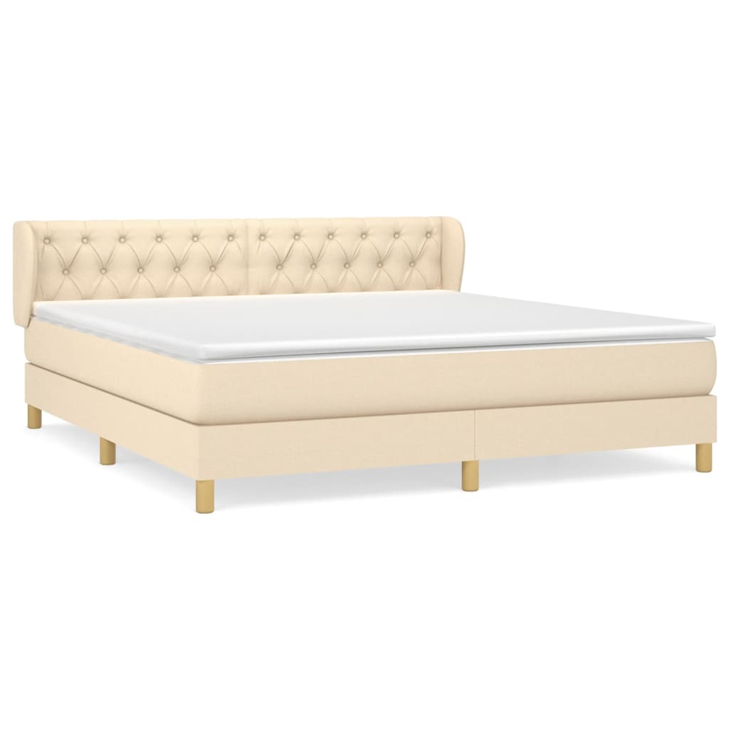 vidaXL Κρεβάτι Boxspring με Στρώμα Κρεμ 160x200 εκ. Υφασμάτινο