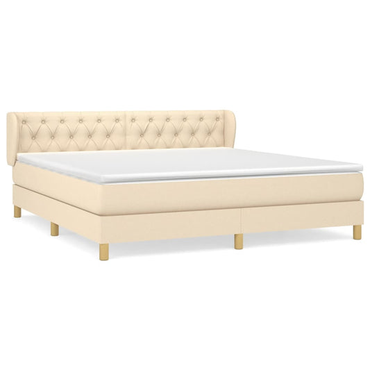vidaXL Κρεβάτι Boxspring με Στρώμα Κρεμ 160x200 εκ. Υφασμάτινο