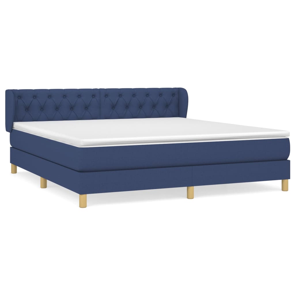 vidaXL Κρεβάτι Boxspring με Στρώμα Μπλε 160x200 εκ. Υφασμάτινο