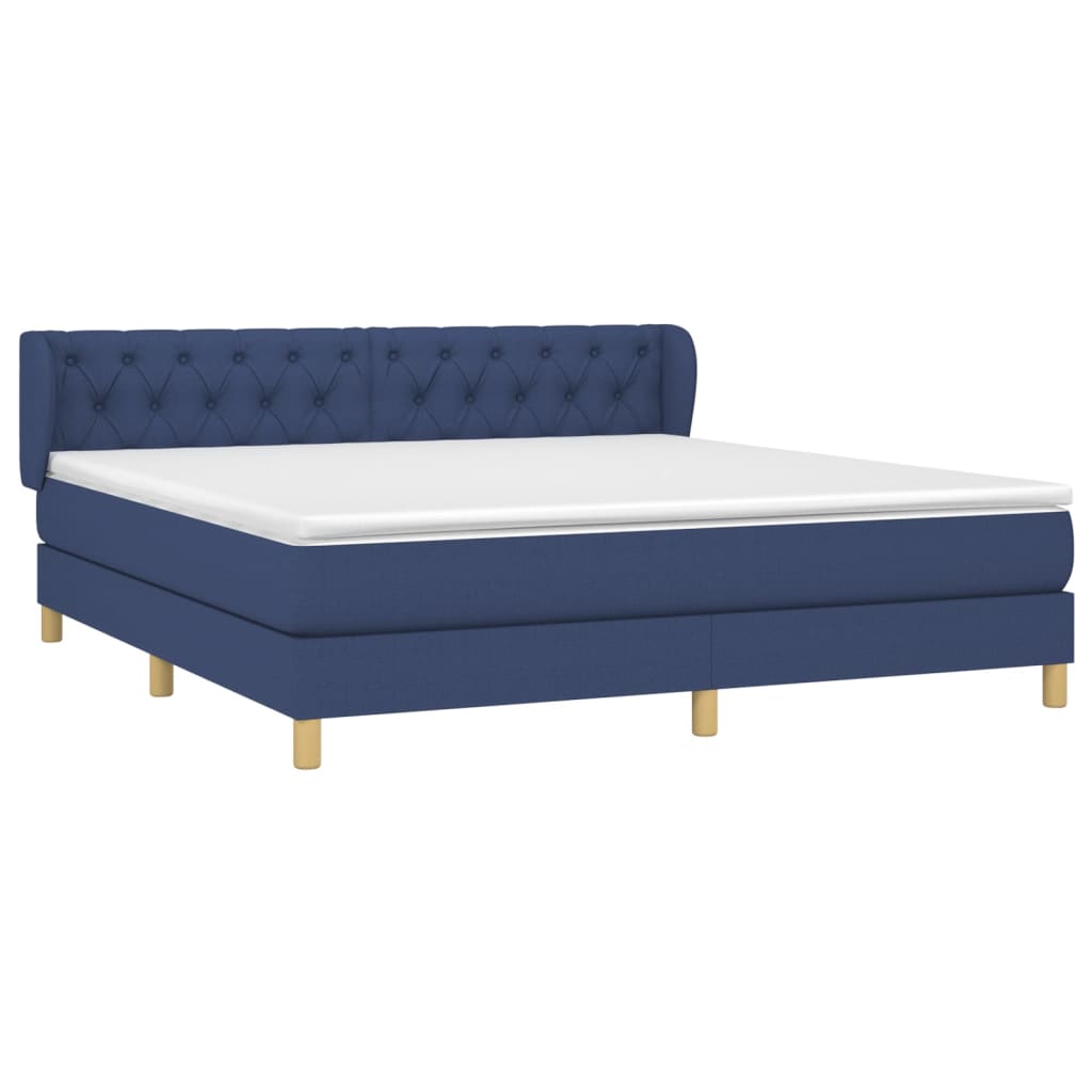 vidaXL Κρεβάτι Boxspring με Στρώμα Μπλε 160x200 εκ. Υφασμάτινο