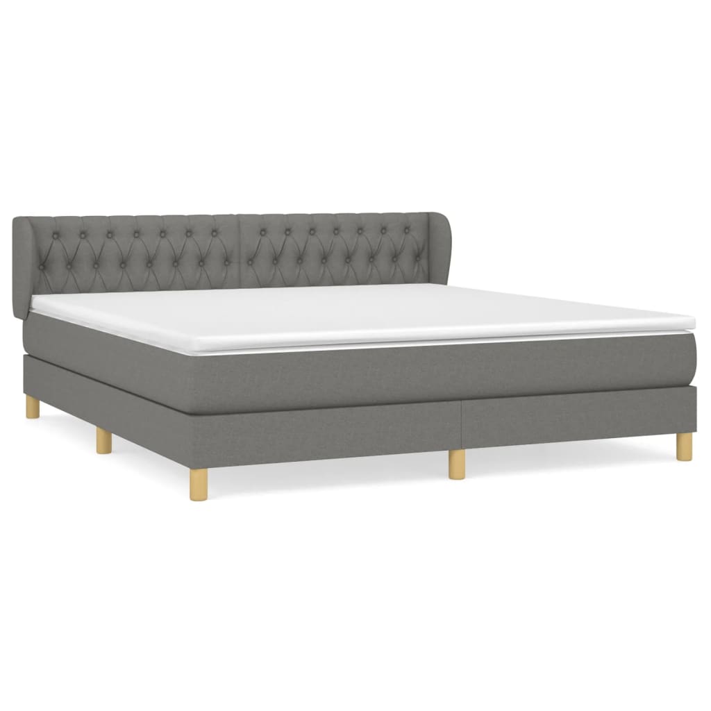 vidaXL Κρεβάτι Boxspring με Στρώμα Σκούρο Γκρι 180x200 εκ Υφασμάτιν