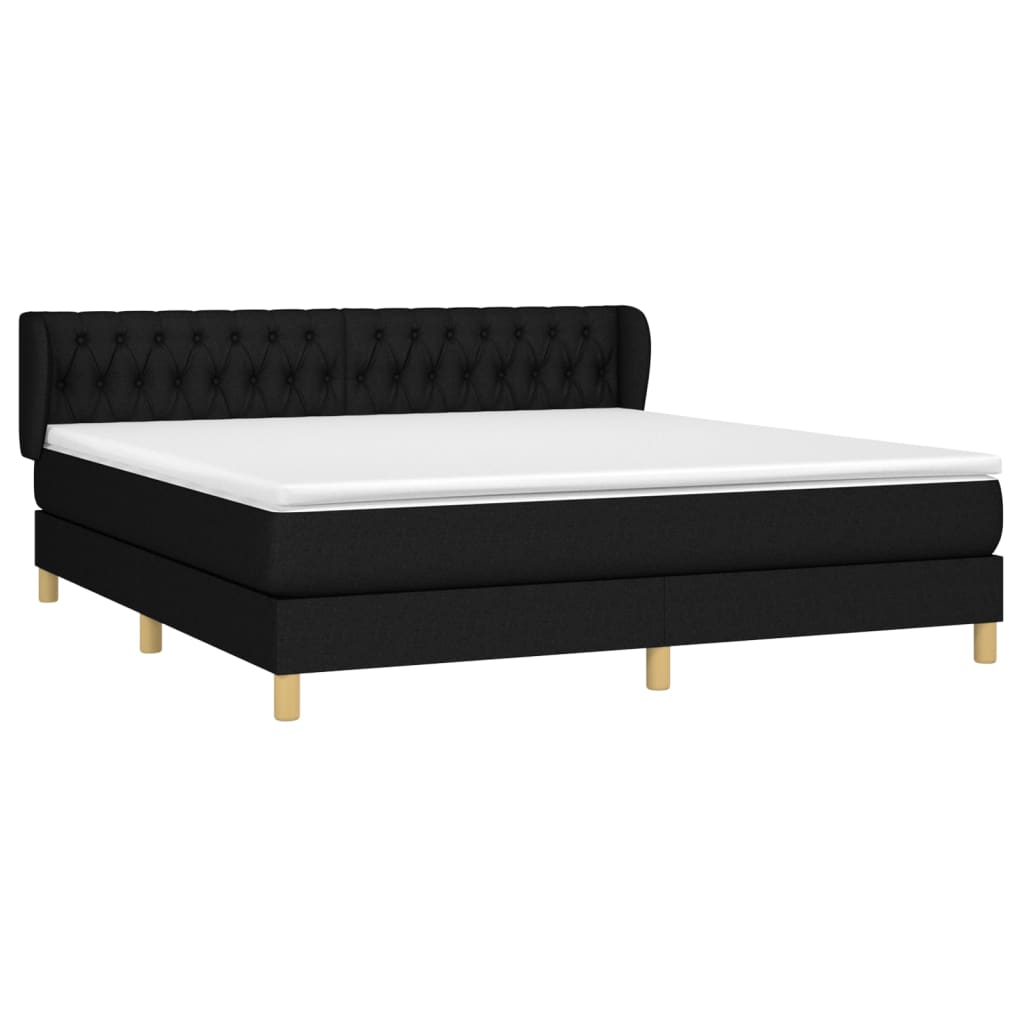 vidaXL Κρεβάτι Boxspring με Στρώμα Μαύρο 180x200 εκ. Υφασμάτινο