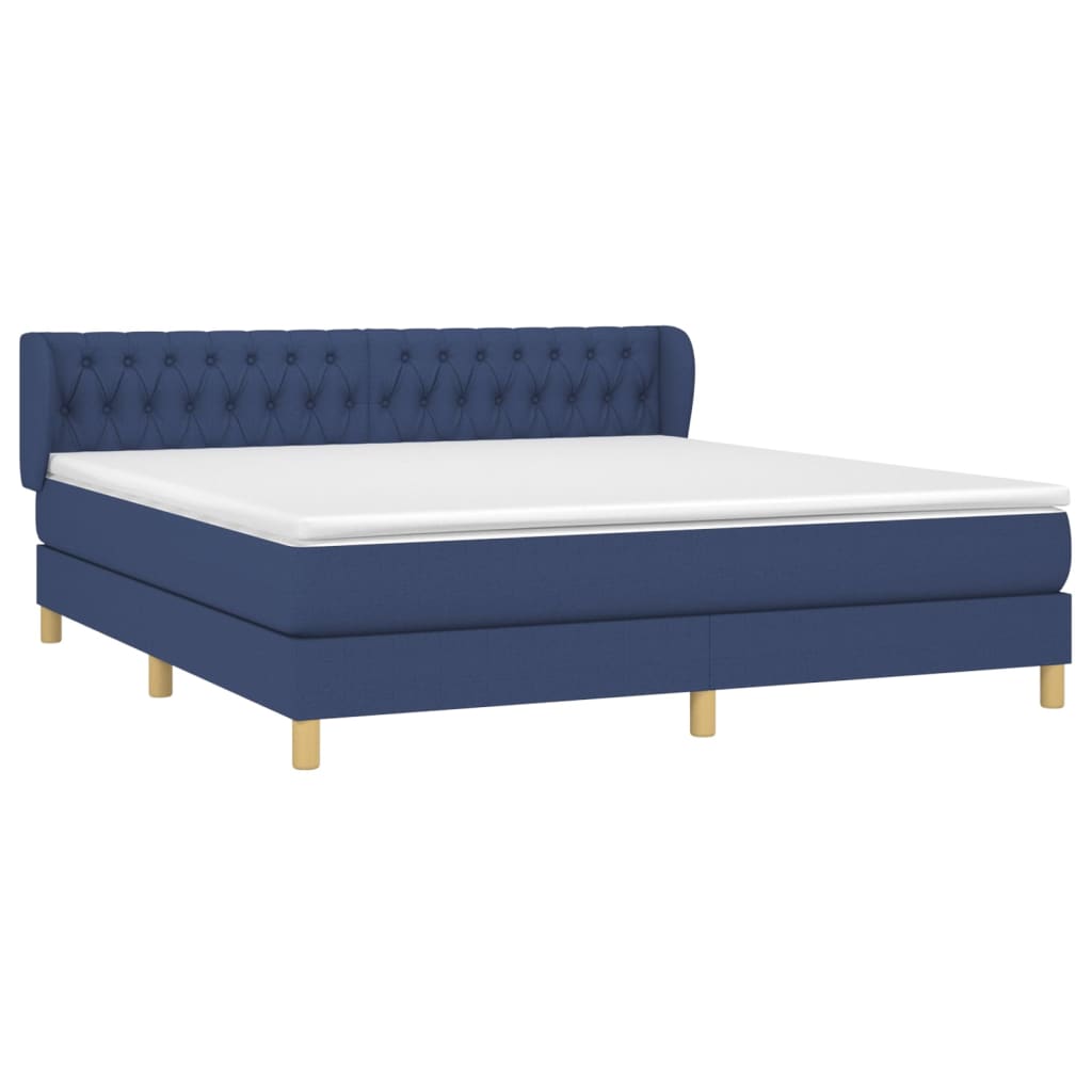vidaXL Κρεβάτι Boxspring με Στρώμα Μπλε 180x200 εκ. Υφασμάτινο
