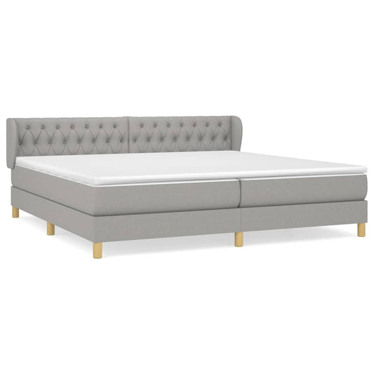 vidaXL Κρεβάτι Boxspring με Στρώμα Ανοιχτό Γκρι 200x200 εκ. Υφασμάτινο