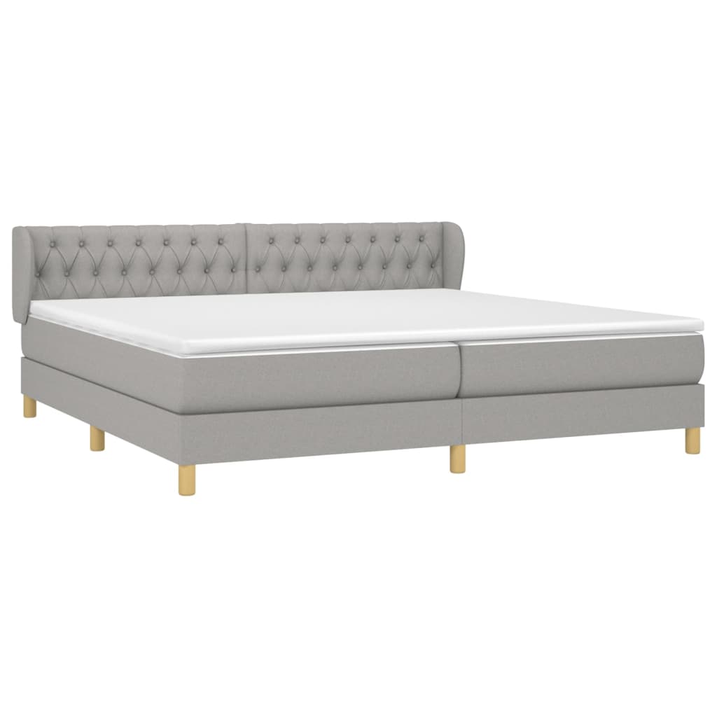 vidaXL Κρεβάτι Boxspring με Στρώμα Ανοιχτό Γκρι 200x200 εκ. Υφασμάτινο