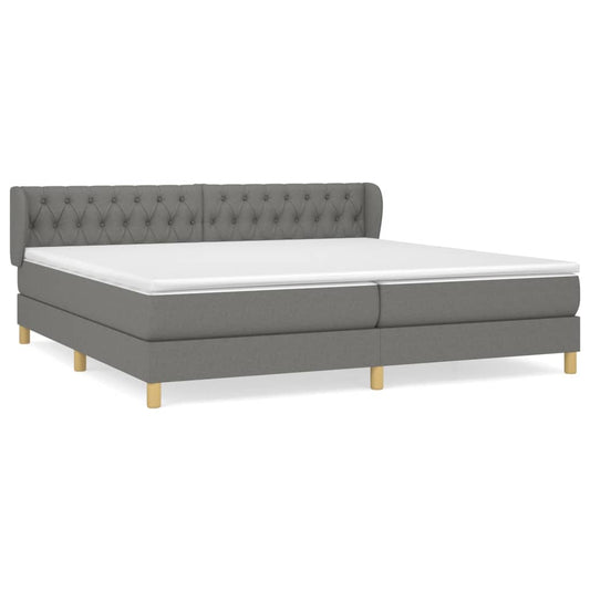 vidaXL Κρεβάτι Boxspring με Στρώμα Σκούρο Γκρι 200x200 εκ. Υφασμάτινο