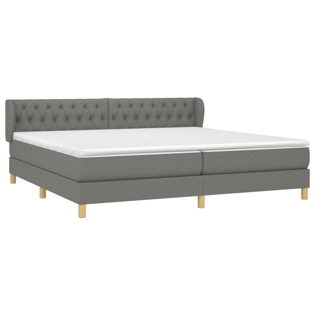 vidaXL Κρεβάτι Boxspring με Στρώμα Σκούρο Γκρι 200x200 εκ. Υφασμάτινο