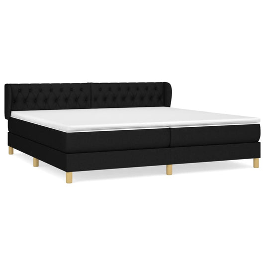 vidaXL Κρεβάτι Boxspring με Στρώμα Μαύρο 200x200 εκ. Υφασμάτινο