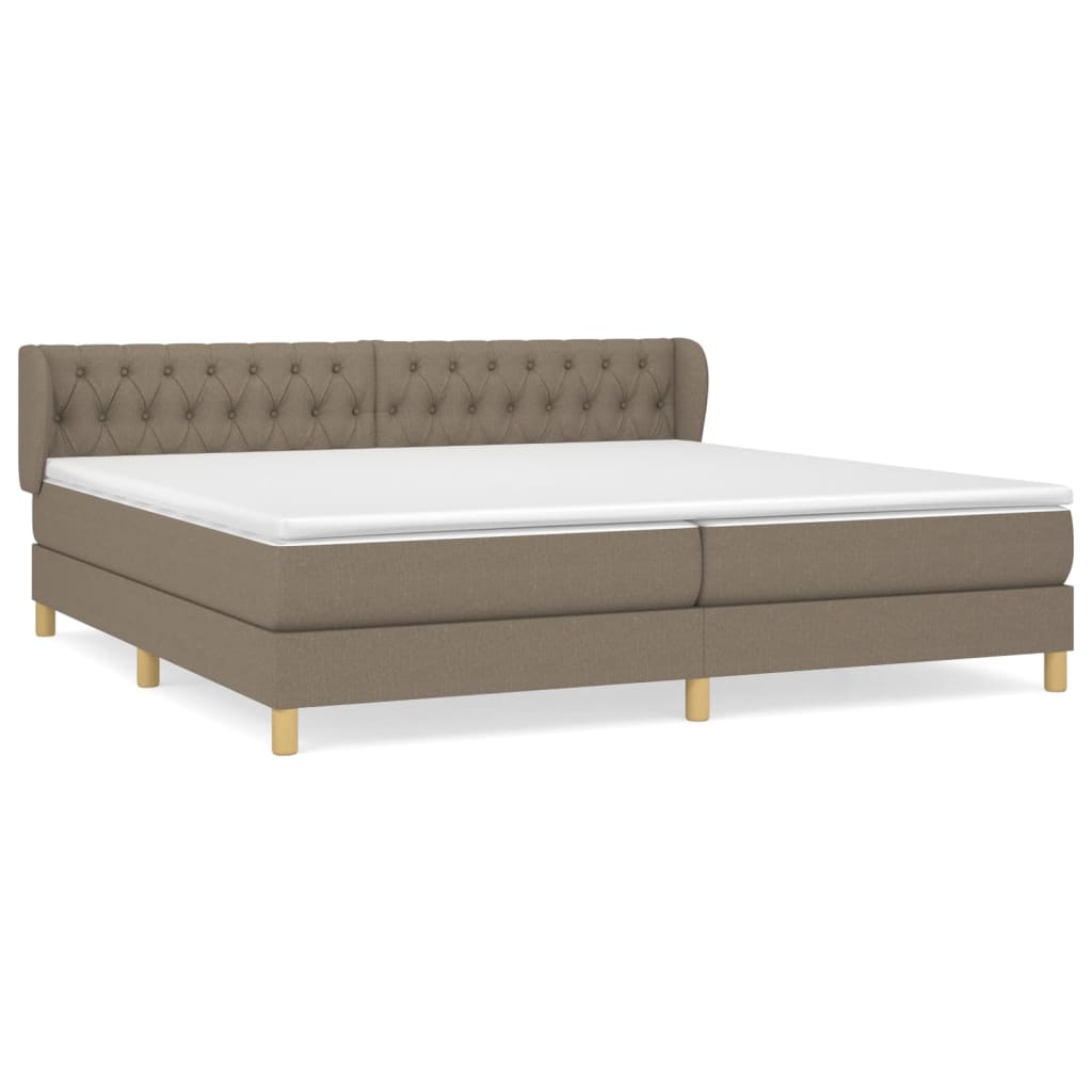 vidaXL Κρεβάτι Boxspring με Στρώμα Taupe 200x200 εκ. Υφασμάτινο