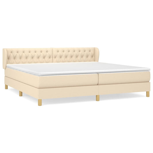 vidaXL Κρεβάτι Boxspring με Στρώμα Κρεμ 200x200 εκ. Υφασμάτινο
