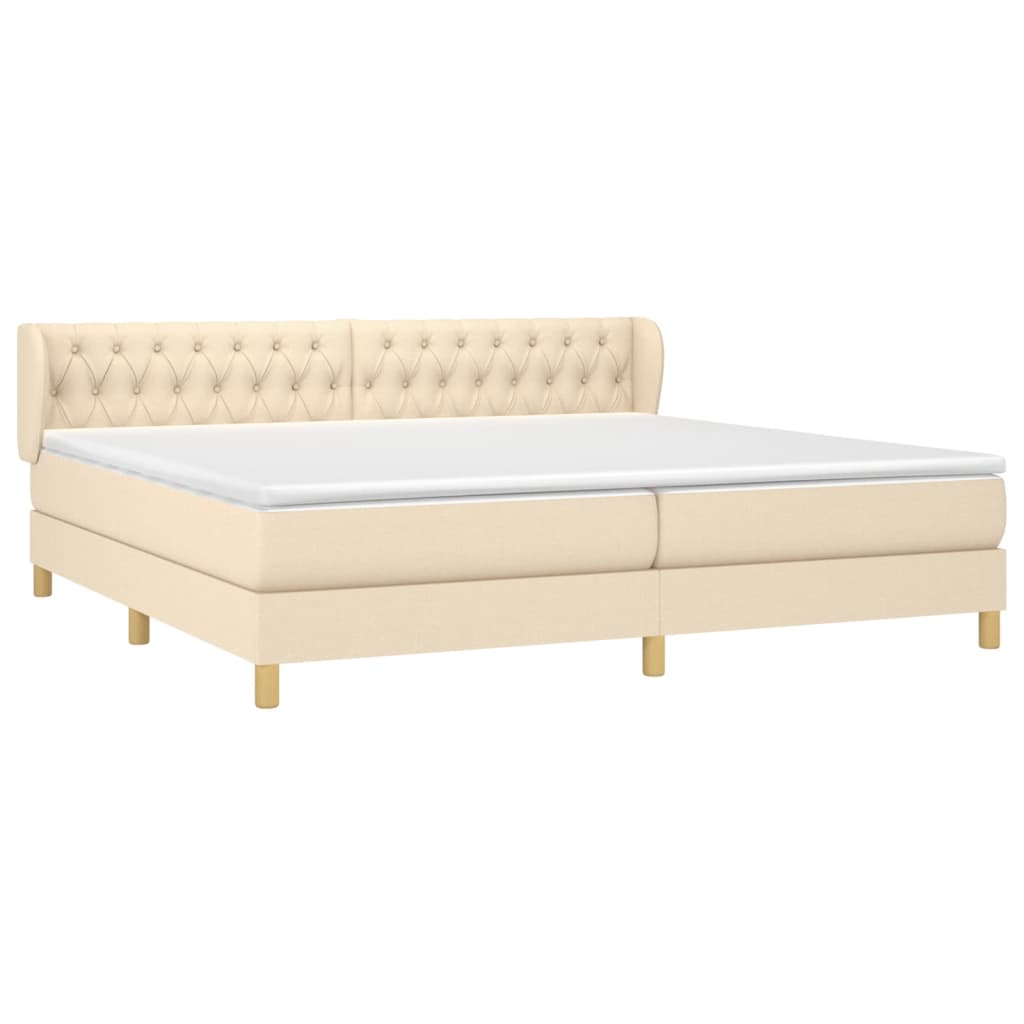 vidaXL Κρεβάτι Boxspring με Στρώμα Κρεμ 200x200 εκ. Υφασμάτινο