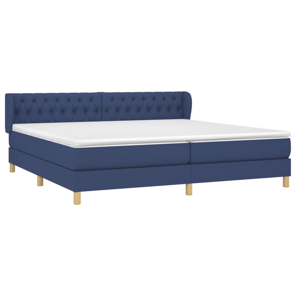vidaXL Κρεβάτι Boxspring με Στρώμα Μπλε 200x200 εκ. Υφασμάτινο