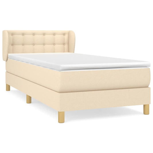vidaXL Κρεβάτι Boxspring με Στρώμα Κρεμ 100 x 200 εκ. Υφασμάτινο