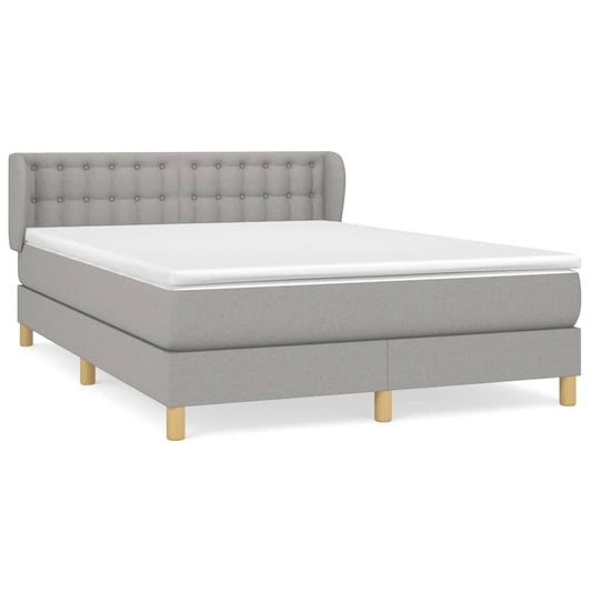 vidaXL Κρεβάτι Boxspring με Στρώμα Ανοιχτό Γκρι 140x190 εκ. Υφασμάτινο