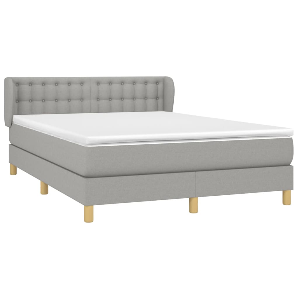 vidaXL Κρεβάτι Boxspring με Στρώμα Ανοιχτό Γκρι 140x190 εκ. Υφασμάτινο