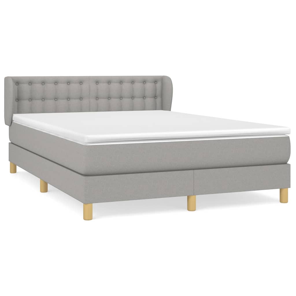 vidaXL Κρεβάτι Boxspring με Στρώμα Ανοιχτό Γκρι 140x200 εκ. Υφασμάτινο