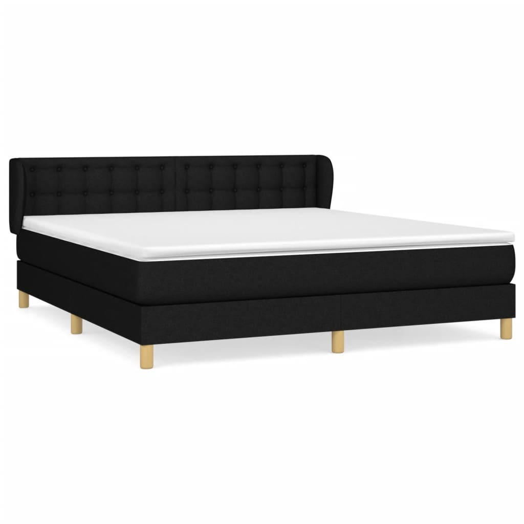 vidaXL Κρεβάτι Boxspring με Στρώμα Μαύρο 160x200 εκ. Υφασμάτινο