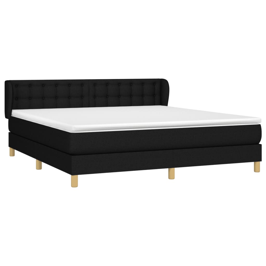 vidaXL Κρεβάτι Boxspring με Στρώμα Μαύρο 160x200 εκ. Υφασμάτινο