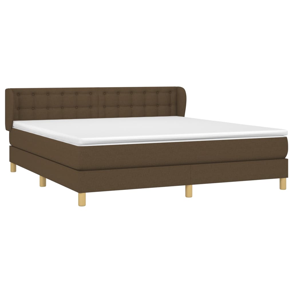 vidaXL Κρεβάτι Boxspring με Στρώμα Σκούρο Καφέ 160x200 εκ Υφασμάτινο