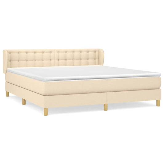 vidaXL Κρεβάτι Boxspring με Στρώμα Κρεμ 160x200 εκ. Υφασμάτινο