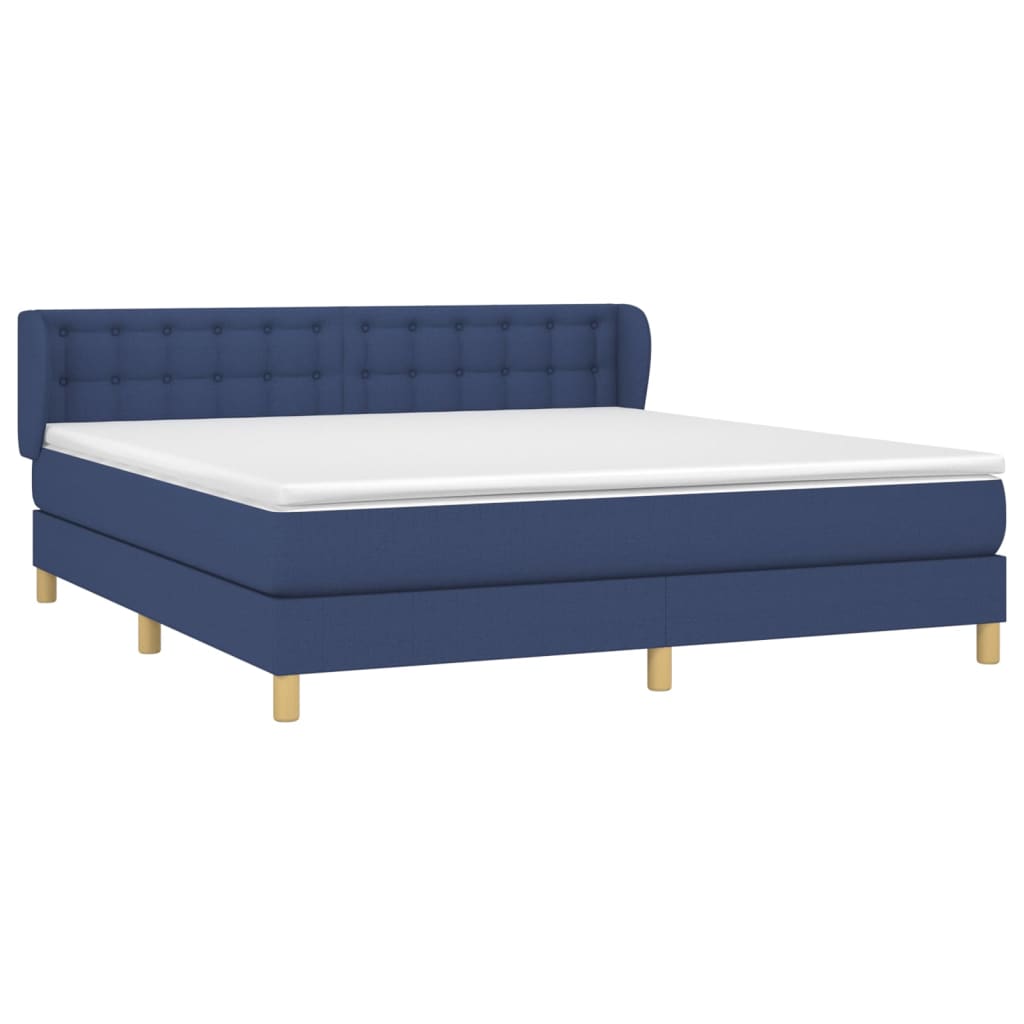 vidaXL Κρεβάτι Boxspring με Στρώμα Μπλε 160x200 εκ. Υφασμάτινο