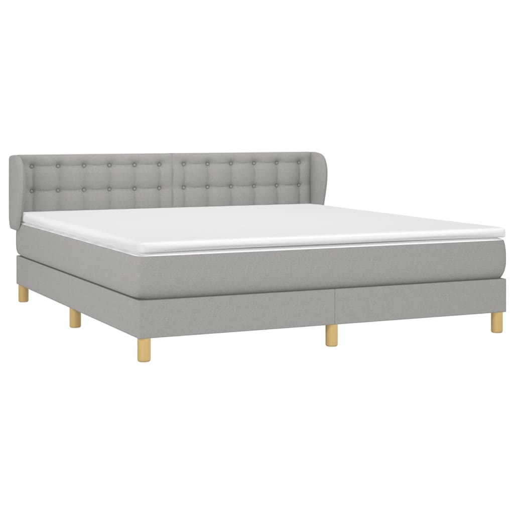 vidaXL Κρεβάτι Boxspring με Στρώμα Ανοιχτό Γκρι 180x200 εκ. Υφασμάτινο
