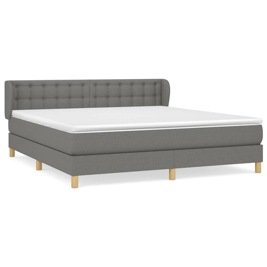 vidaXL Κρεβάτι Boxspring με Στρώμα Σκούρο Γκρι 180x200 εκ Υφασμάτιν